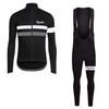 Autumn/Winter Long-Sleeve Cycling Suit Set for Men, Quick-Dry Breathable Mountain Bike Riding Suspender Pants