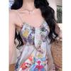 Women's Summer Floral Halter Tie High Waist Holiday Long Dresses