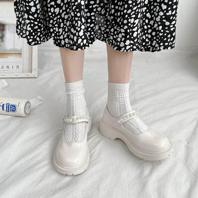 Французские ретро британские туфли из кожи для девочек, весна 2025, новые бисерные туфли-сказки на платформе, туфли Мэри Джейн