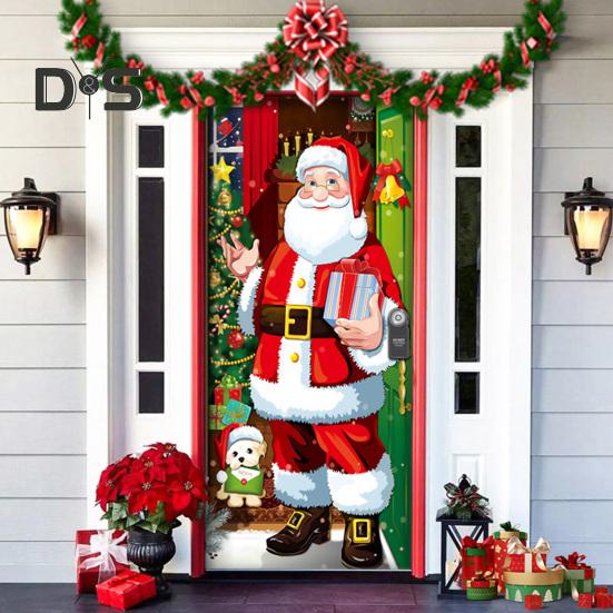 Рождественская накладка на дверь Санта-Клаус/Рождественская елка/Снеговик, подвесной баннер на дверь, декор для украшения входной двери
