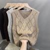 Женский трикотажный жилет с V-образным вырезом и ажурным узором, модный универсальный кардиган, верхняя одежда, стильный тонкий жилет, топ