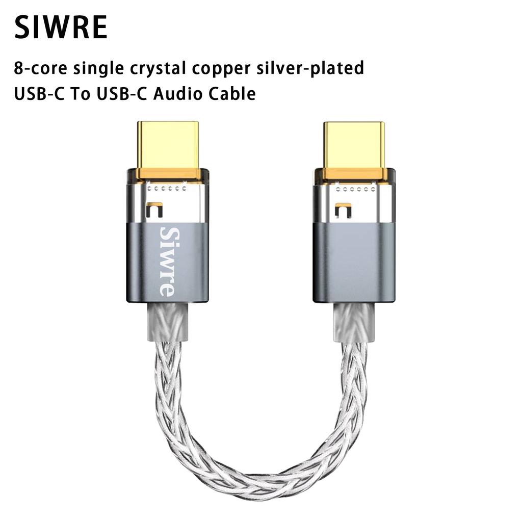 SIWRE OT1 Type-c To Type-c Audio Cable For Dongle DAC Portable Headphone Amp Silver-Plated Single Crystal Copper USB-C CablesGood product