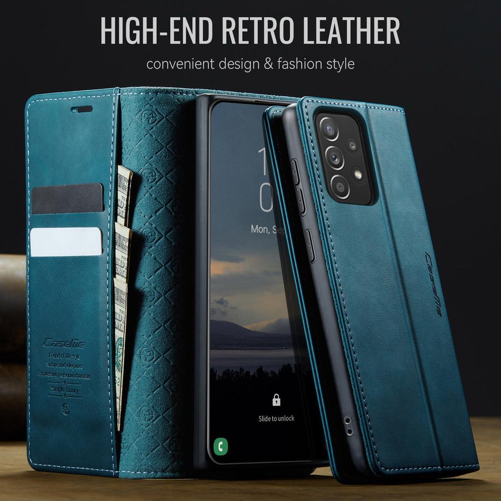 For Samsung Galaxy A52s 5G/Galaxy A52 4G/Galaxy A52 5G Case CASEME 033 Series RFID Blocking Wallet Stand Calf Texture Leather Phone Cover