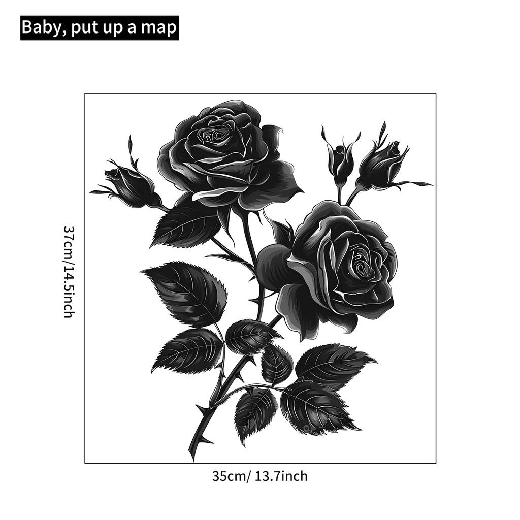 Creative Black Rose Wall Stickers for Women Girls Bedroom Living Room Punk Wall Decoration