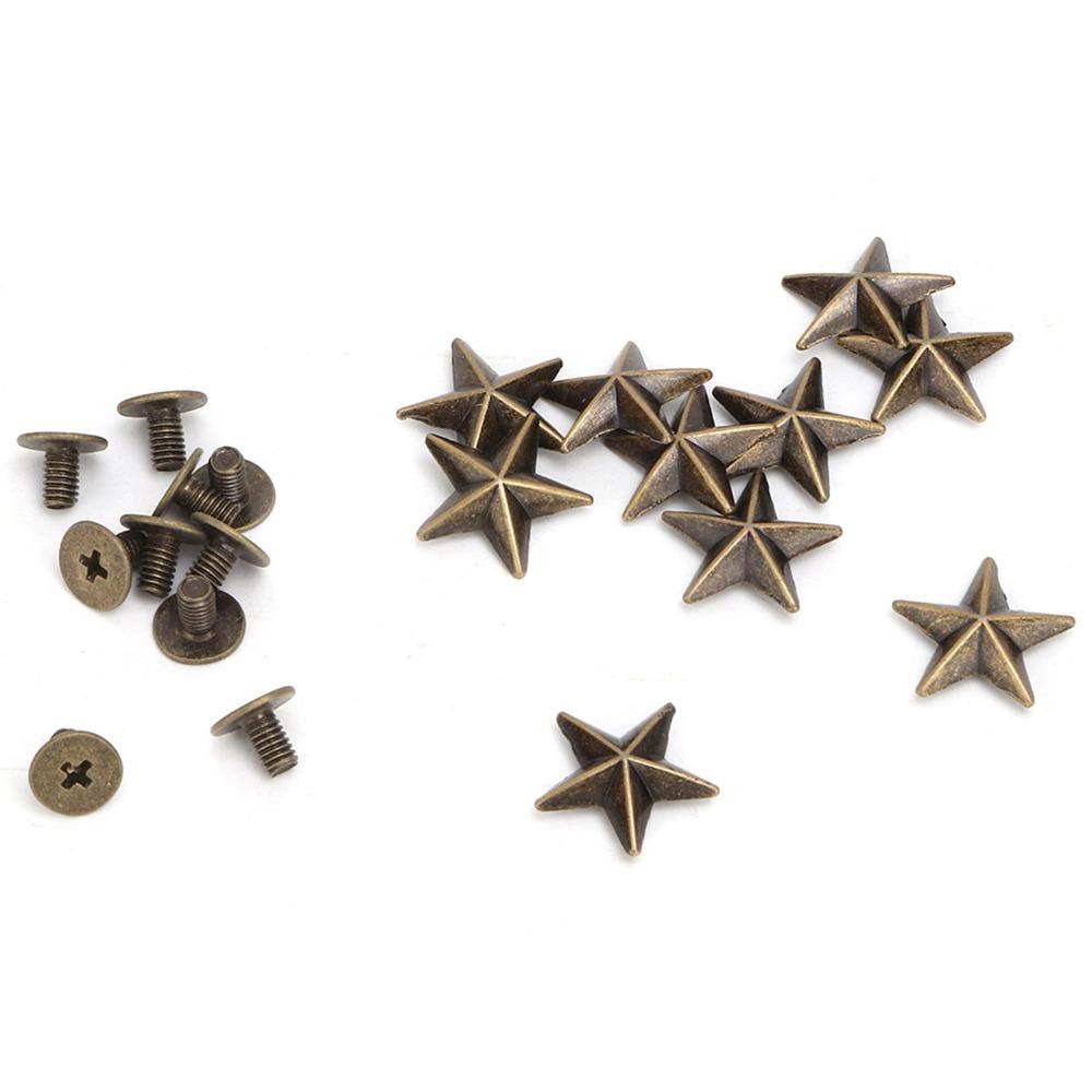 50pcs Metal Metal Star Stud 14mm Leathercraft Rivets Crafts Rivet Spike Screw DIY Decoration