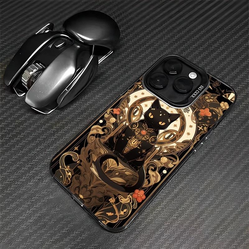 Чехол для мобильного телефона "Счастливый кот" подходит для Apple 16 Guochao iphone16promax позолоченный 16 богатый 15 нишевые коты