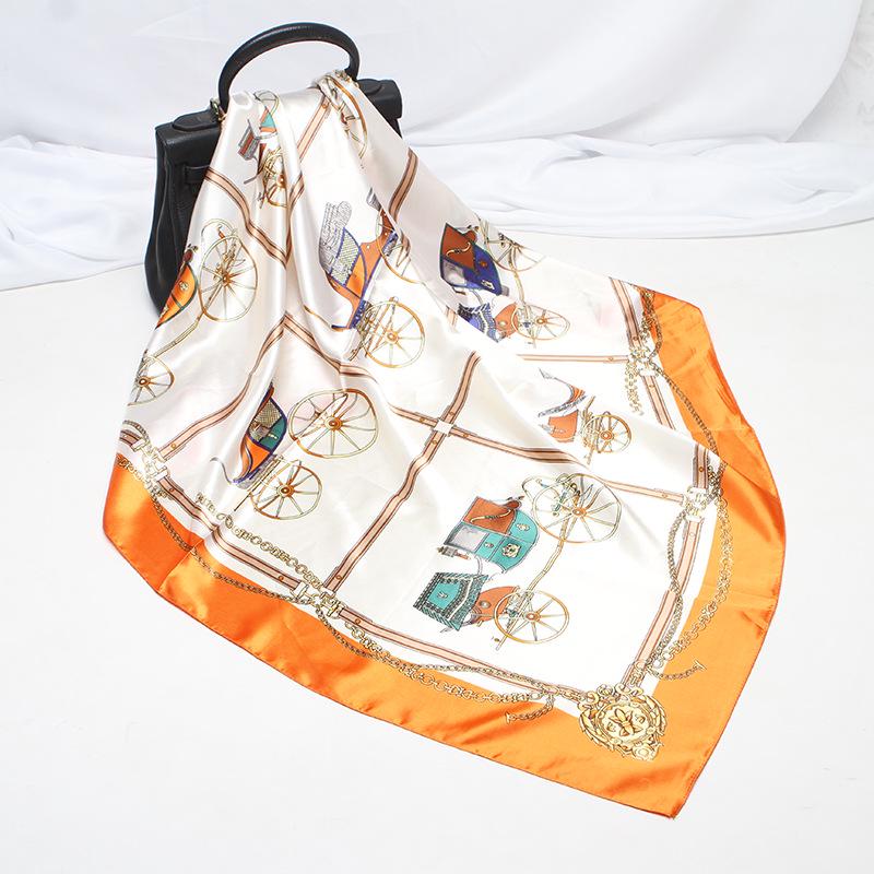 Fashion Square Scarf Women's Scarf Bib Tie Scarf Beach Towel Silk Hijab 90 * 90cm EMA