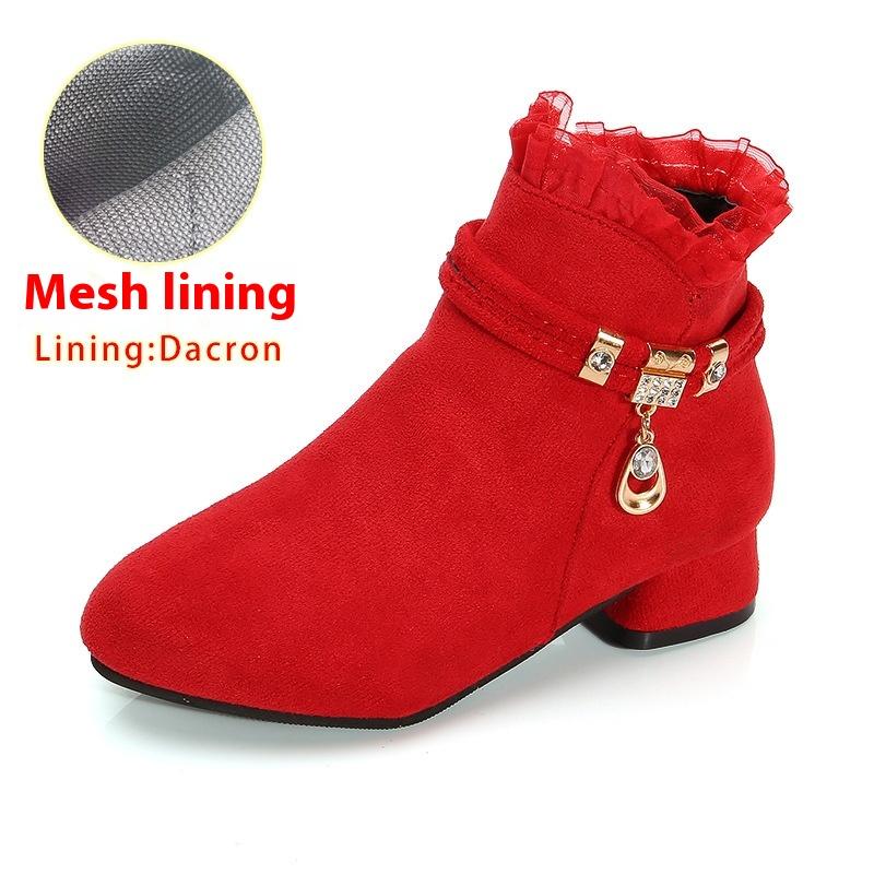 Girls' Ankle Boots Spring and Autumn Girls High Heel Short Boots Children's Single Boots Medium and Large Children's Boots