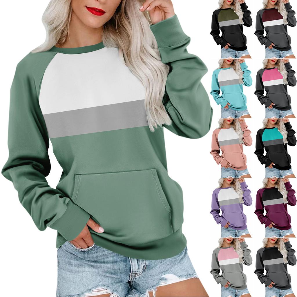 Womens Long Sleeve Sweatshirt Casual Crewneck Cute Pullover Tops Printing Lightweight Sweatshirt With Pocket