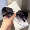 Non-polarized Metal Frameless Sunglasses Stylish Large Frame Women's Square Sunglasses Fashion Transparent Versatile Sunglasses