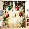 2pcs Luxurious Christmas Lights Print Curtains Set Semi-Sheer Polyester With Rod Pocket For Easy Hanging For Bedroom Living Room