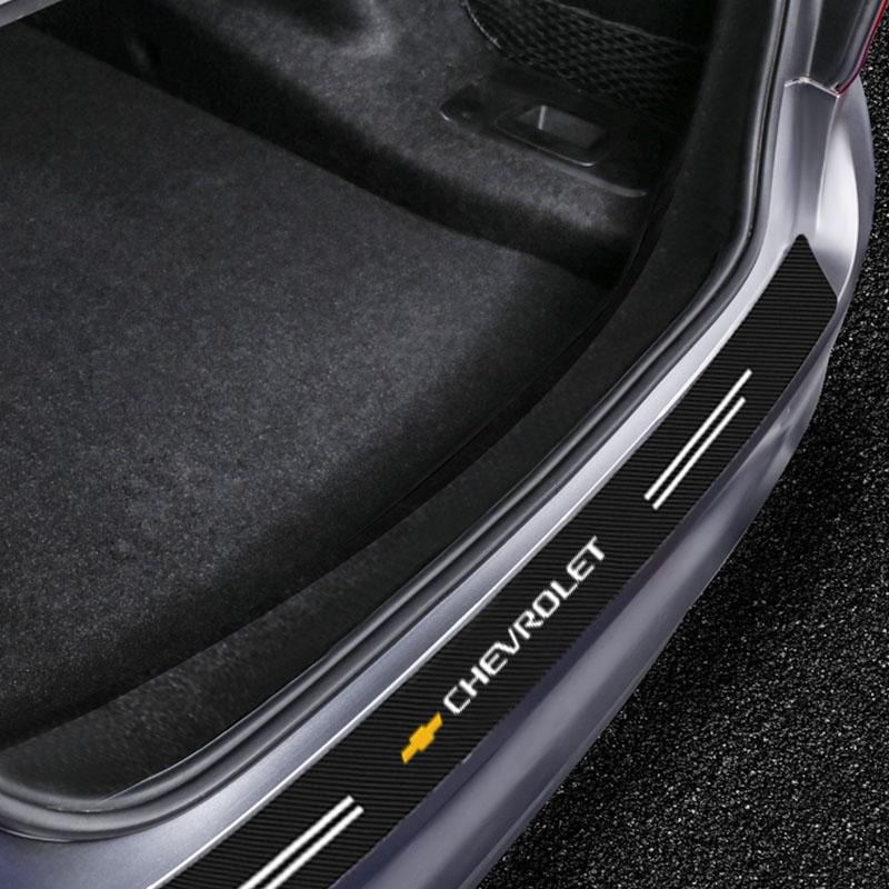 3D Carbon Fiber Rear Bumper Guard - Waterproof Anti-Scratch Trunk Protector Sticker Fit Chevrolet Silverado Impala Malibu Cruze
