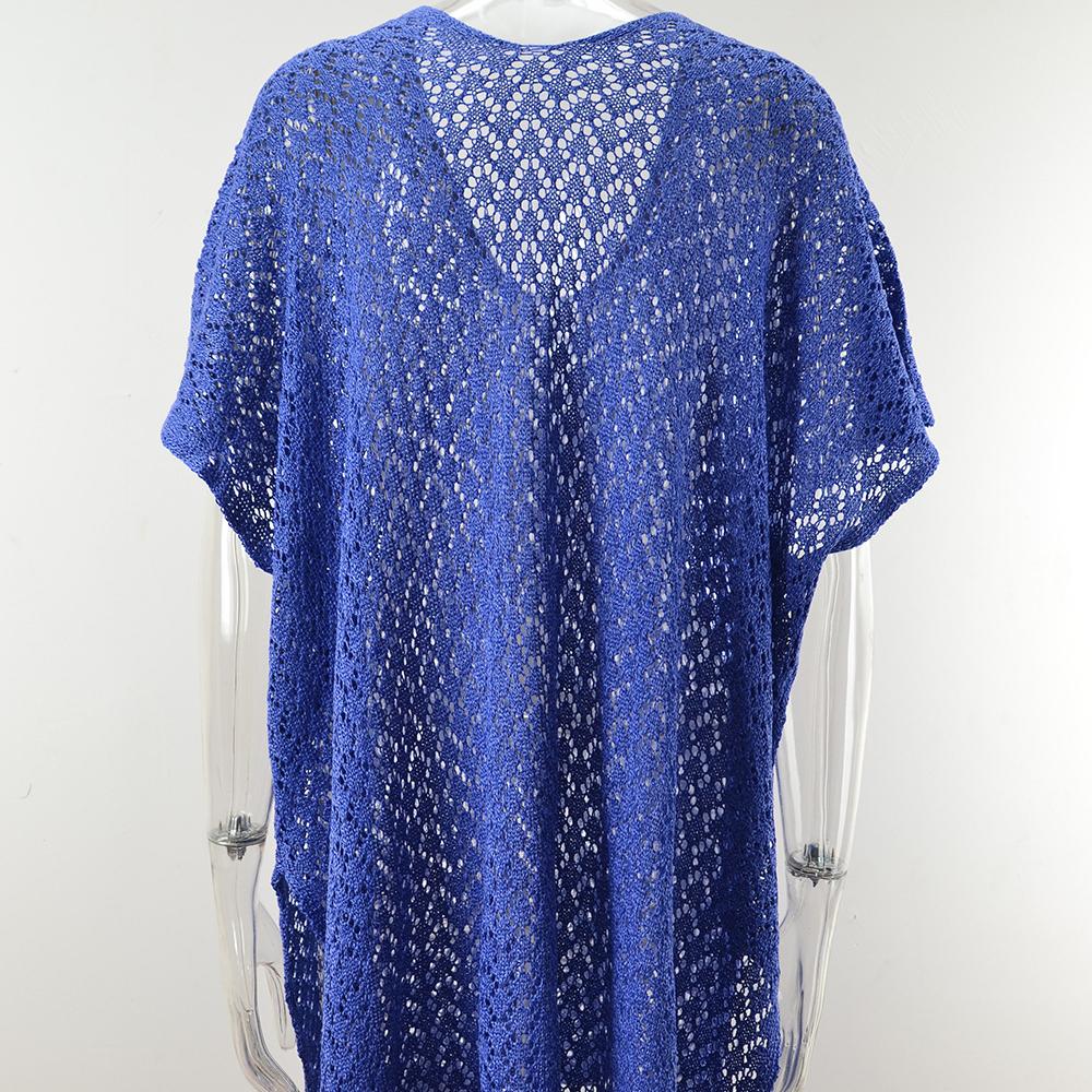 Plus Size Summer Women's Beach Cover Up Hollow Out Knit Sweater Beach Holiday Bikini Sunwear