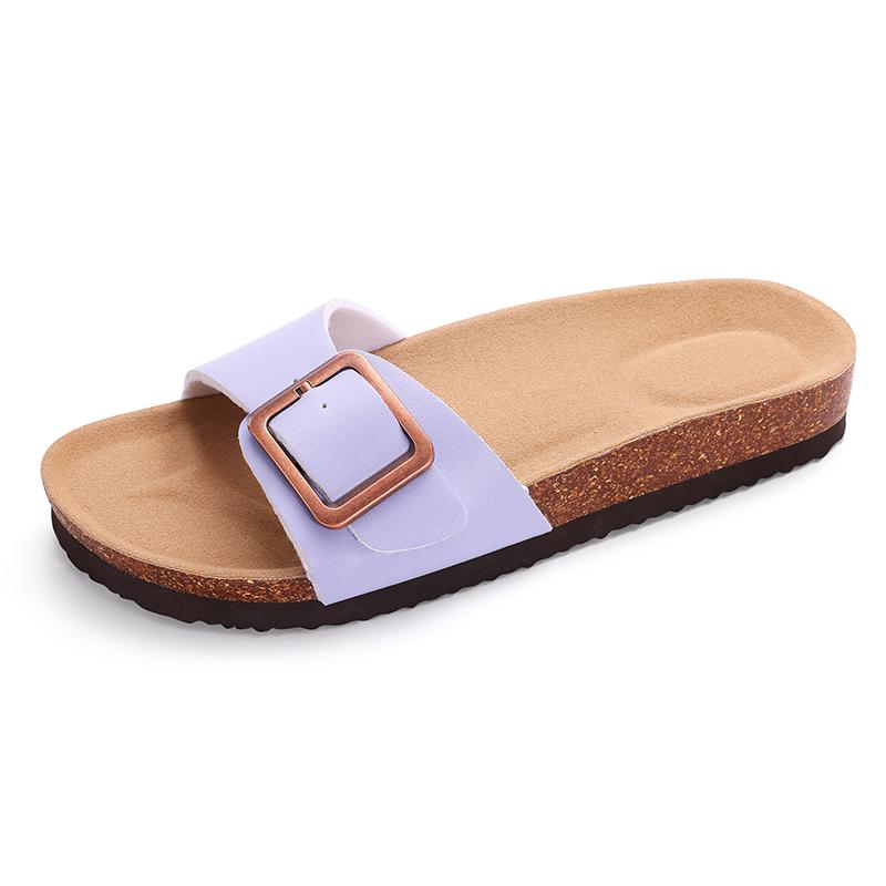Fashion Comwarm Summer Women's Flat Sandals Gradient Cork Slippers Fashion Cork Flip Flops Women Outdoor Beach Shoes With Double Buckle