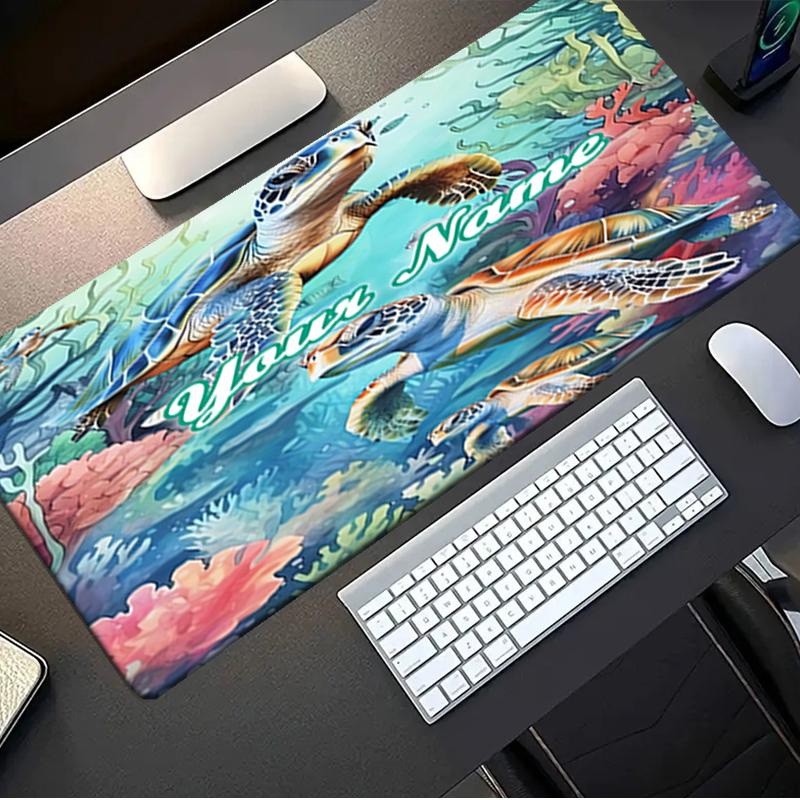1PC Custom Name Ocean Turtles Adventure Mouse pad, keyboard and mouse desk pad, for computer notebook Birthday Gift For Any Room Or Office