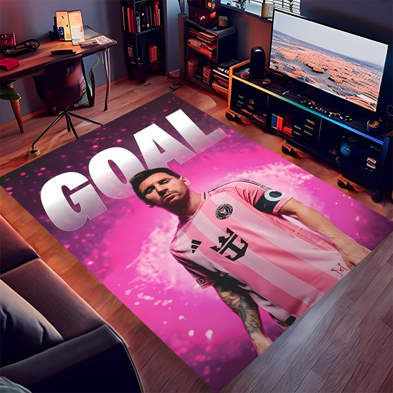 1pc Inter Miami CF Print Area Rug - Soft,Washable Non-Slip Indoor Mat for Office Chairs,Living Room,Home Office Decorative Rug