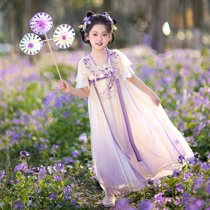 Летнее китайское платье-фея Hanfu для девочек Qibai