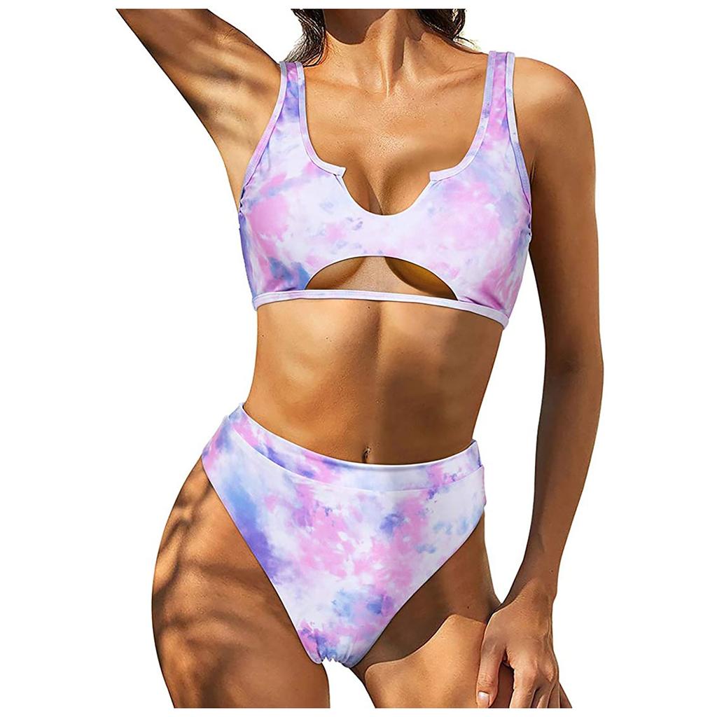 Women's Printing Padded Push Up 2 Piece Bikini Hollow Out Swimsuits Beachweart