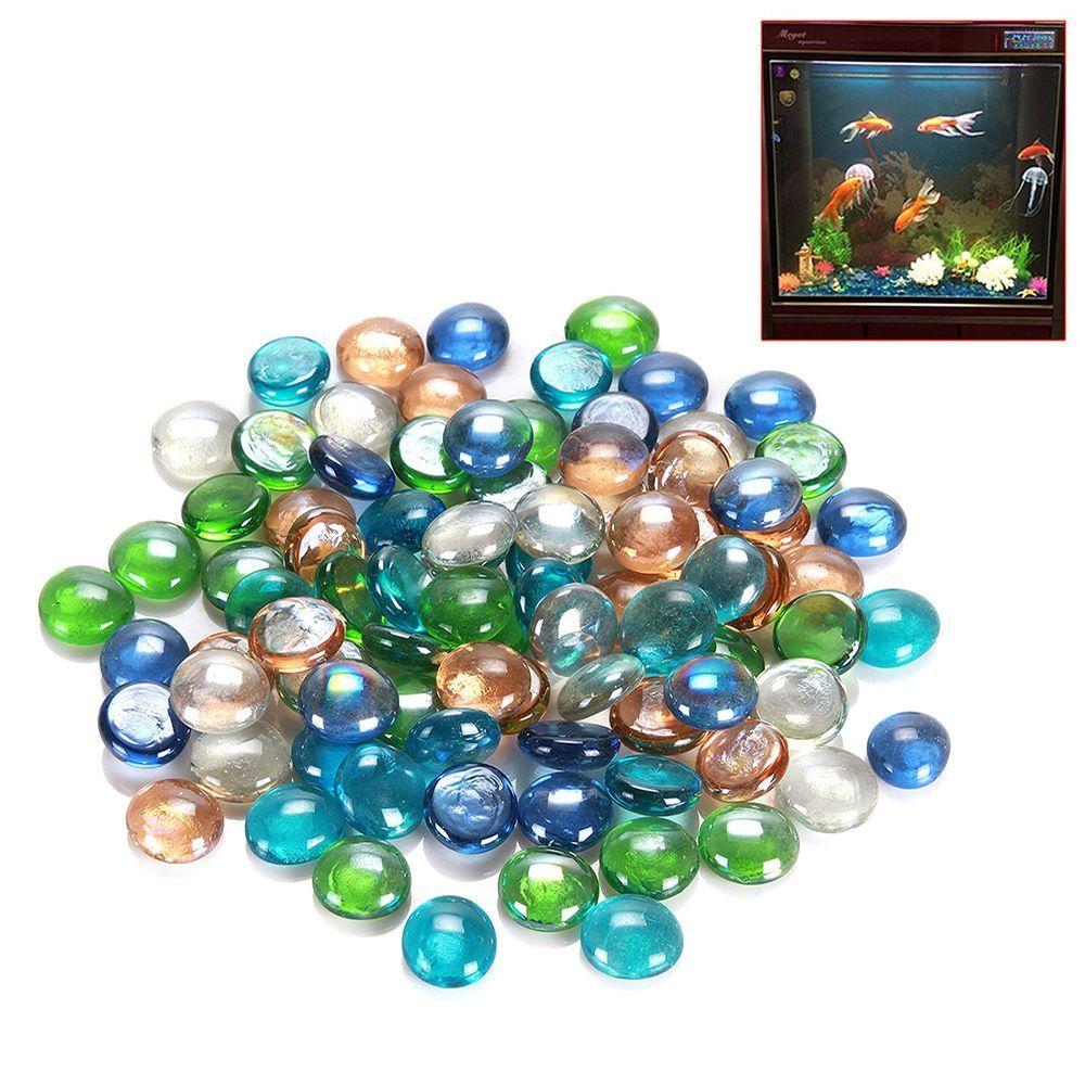 Rocks Ornament Stone Marbles Craft Pebbles Decoration Flat Aquarium Glass Stones Beads Fish Tank