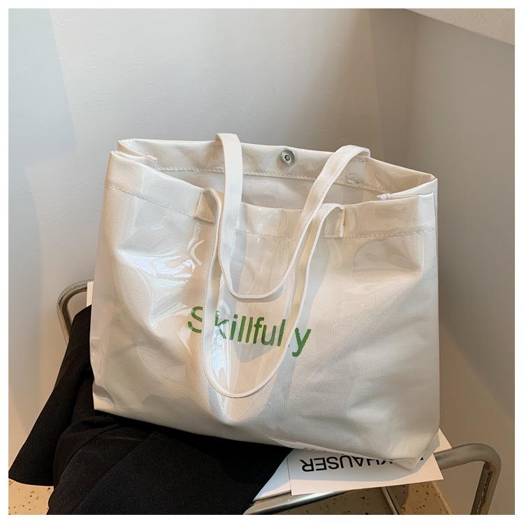 Trendy Transparent Handbag For Women Spacious And Minimalistic Single Shoulder Bag For Summer 2022 White Brown)