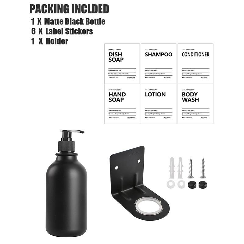 500 мл матовый черный флакон лосьона многоразового использования шампунь кондиционер гель для тела контейнер с этикеткой/стойка/поднос для ванной кухни
