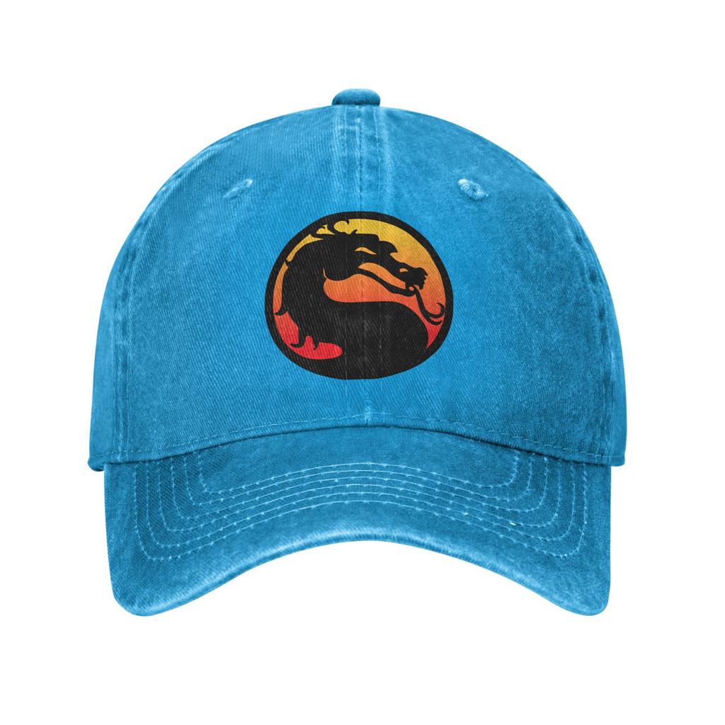 MortalKombatLogo Unisex Style Baseball Caps  Distressed Denim Hats Cap Retro Outdoor Running Golf  Adjustable Fit Headwear