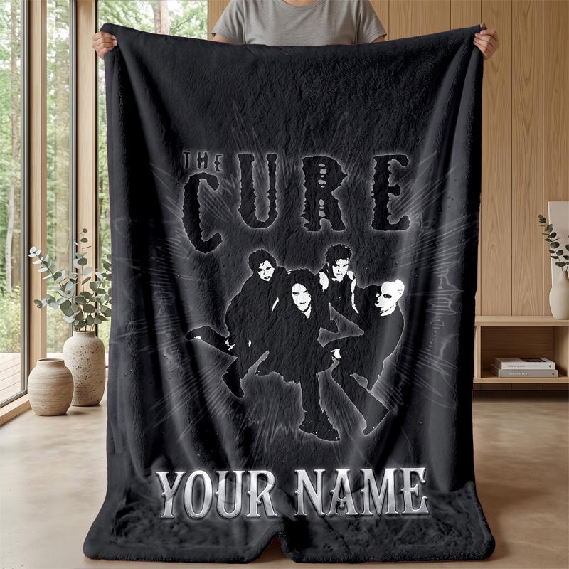 The Cure Custom Flannel Throw Blanket Print Your Name Text Soft Warm Blanket Holiday Present
