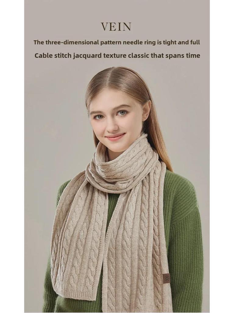 Women's Extra-Long Thick Knitted Scarf: High-End, Versatile, Warm, Cold-Proof, Solid Color Shawl for Winter Neck Protection