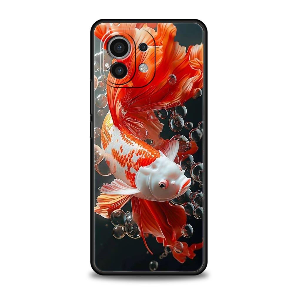 Чехол-бампер для телефона с плавающей золотой рыбкой для Xiaomi Mi 17 Pro Max 15 14 13 12 11 Ultra 15T 14T 13T 12T 11T Pro Lite Мягкий TPU Чехол-сумка