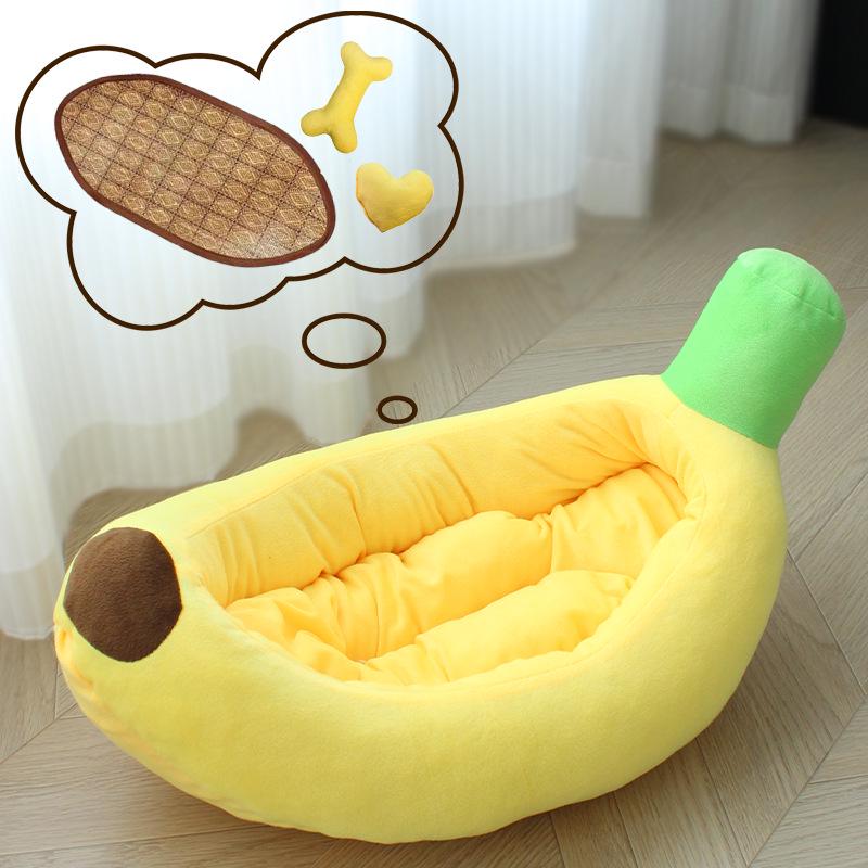 Cartoon Banana Pet Bed for Cats and Small Dogs - Teddy, Bichon, Pomeranian - Four Seasons Mat