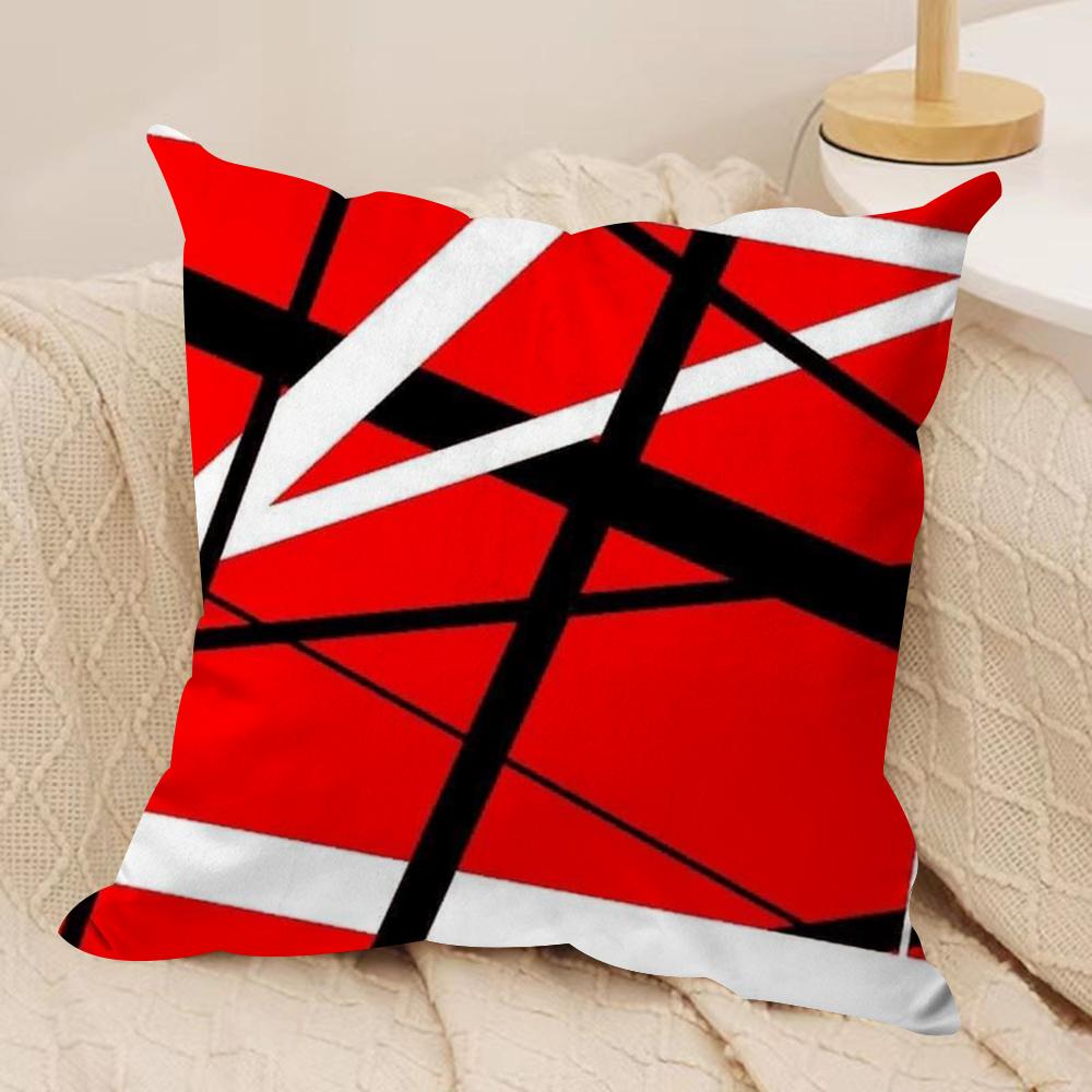 Van H-Halen Cushion Cover Silky Short Plush Double-Sided Printed Pillow Case for Sofa All Seasons Home Decor Gift