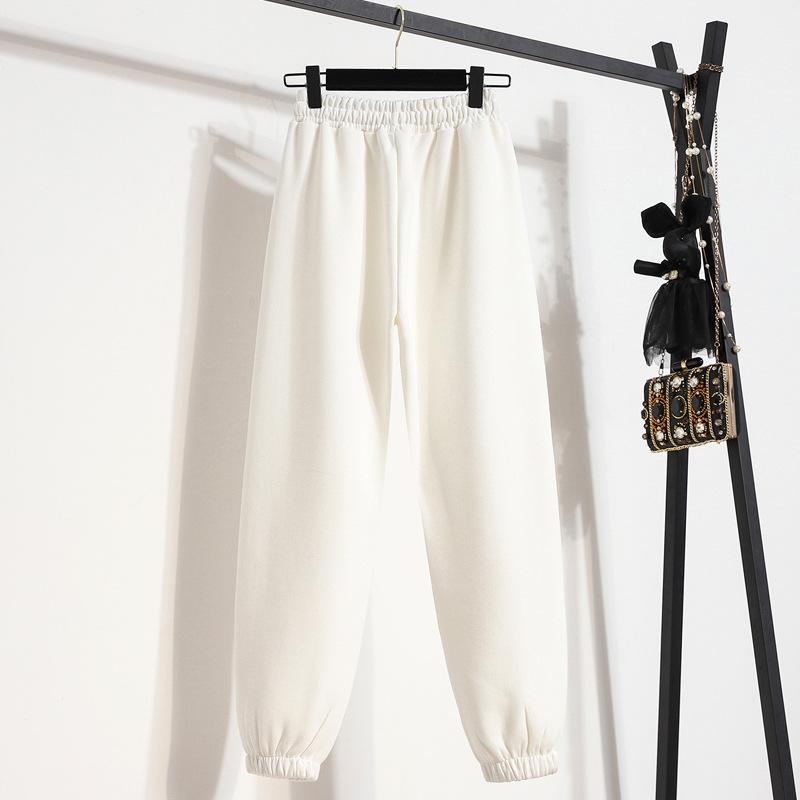 Вязаные спортивные штаны, женские свободные повседневные брюки с тонким шнурком
