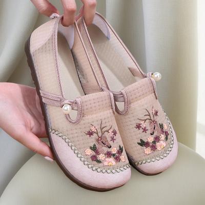 Новые женские тканевые туфли в этническом стиле 2025 весна ПВХ подошва круглый носок плоский каблук дышащие закрывающие ногу