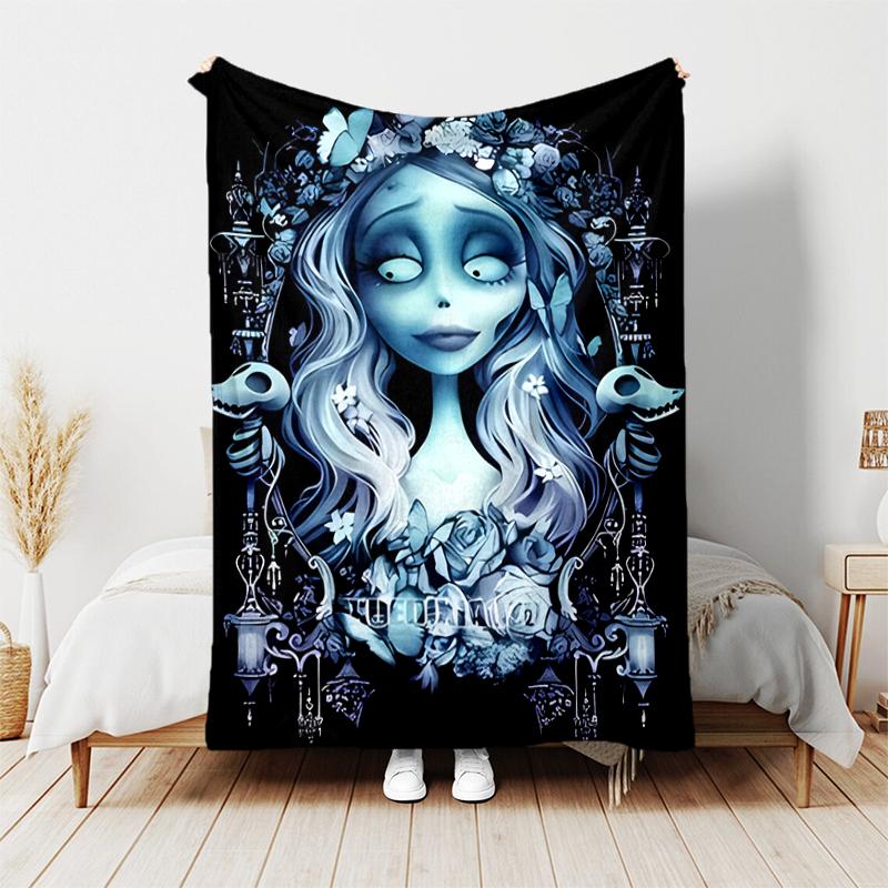 1pc Blanket sorrow love The Corpse Bride Print Design, Lightweight Blanket for Sofa, Bed- Soft &Warm, Gift for All Seasons like Christmas, Halloween