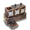 Wooden Table Top Large 3 Container Canister Set with Tray and Lid for Tea Coffee Sugar 600 Ml Box