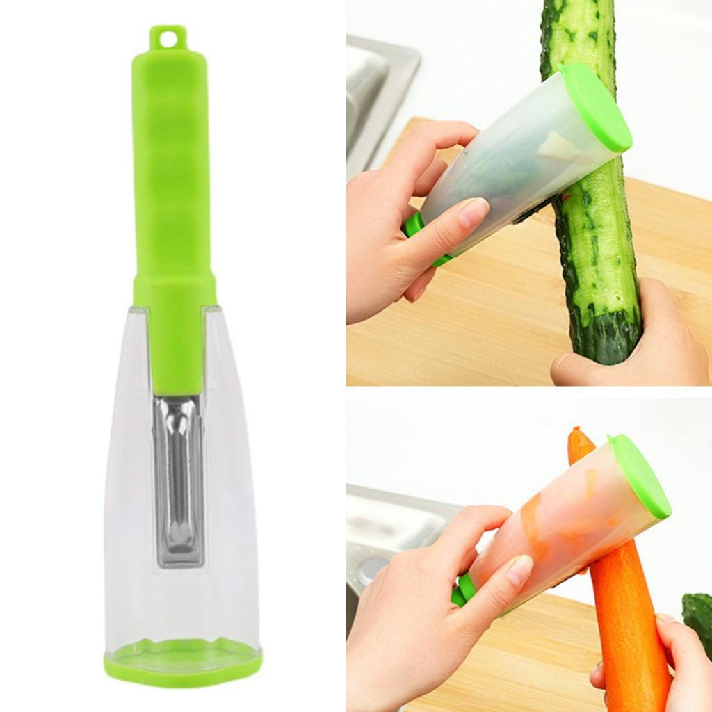 Овощечистка для хранения с лезвием из нержавеющей стали, многофункциональная овощечистка для фруктов и овощей с контейнером для кухни