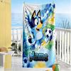 Soccer Fun Blue Dog Customizable Name Beach Towel Super Soft Microfiber Quickdry Fabric Perfect for Traveling Yoga Camping and Swimming