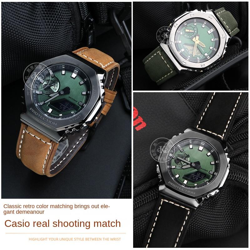 Для Casio AP Farmhouse дуб Ремешок для часов GA-2100 GM-2100 Модифицированный матовый винтажный кожаный ремешок для часов 16 мм мужской Аксессуары для браслета