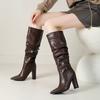 Shoes New No Boots Over the Knee 2025 New Boots Women's Small Man Thick Heel Skinny Boots Folds Show
