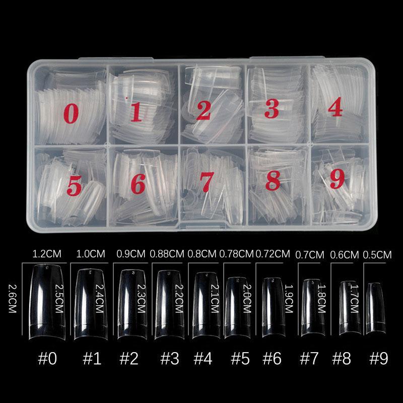 500 шт. акриловые накладные ногти с коробкой, прозрачный белый натуральный полупокрытие, полное покрытие, инструмент для французского маникюра