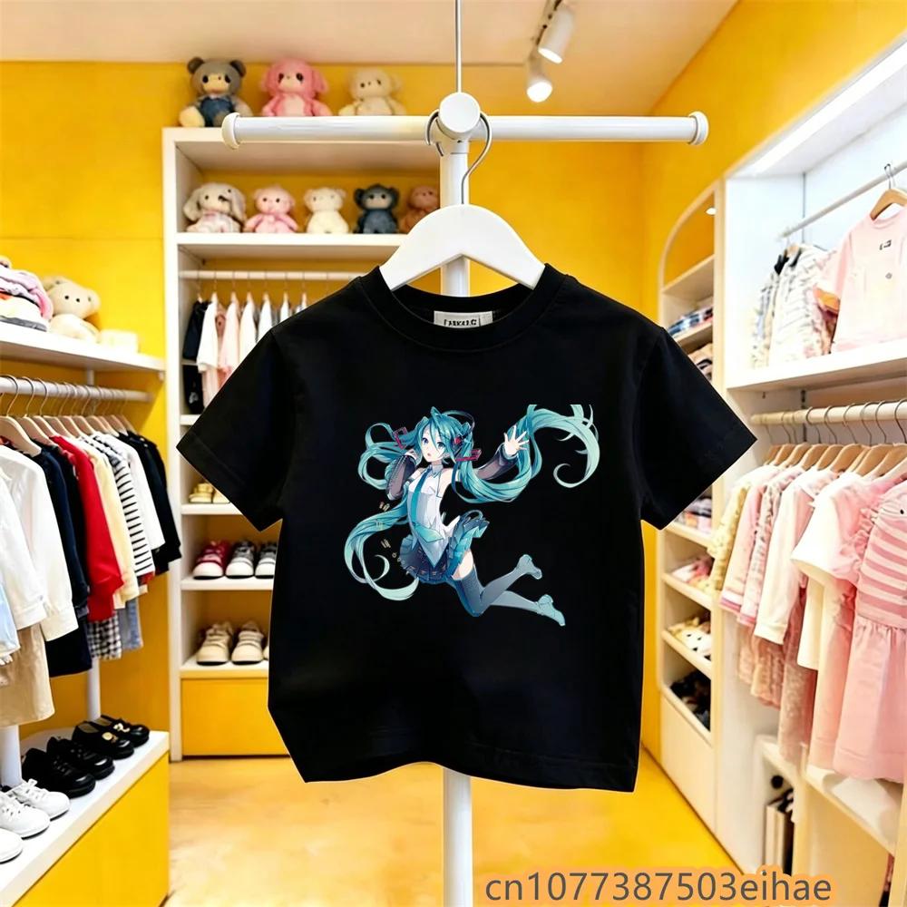 Retro Classic Hatsune Miku Joint Pure Cotton Short Sleeve Anime Printed Casual Unisex TShirt Vintage Style Daily Leisure Wear