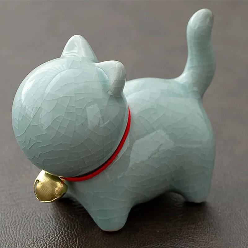 Творческая керамика Милый котенок Орнамент Животное Микро Пейзаж Чай Питомец Украшения для Домашнего Стола Чайный Набор Аксессуары Чайная Игра