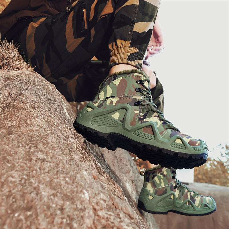 Men's Plus Size Camouflage Fashionable Velvet Warm Outdoor High Top Hiking Shoes Hiking Shoes Outdoor Casual Shoes