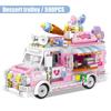City Friends Ice Cream Truck Street View Dining Car Mini Building Blocks Food Snacks Shop Model Bricks Toys For Children Girls