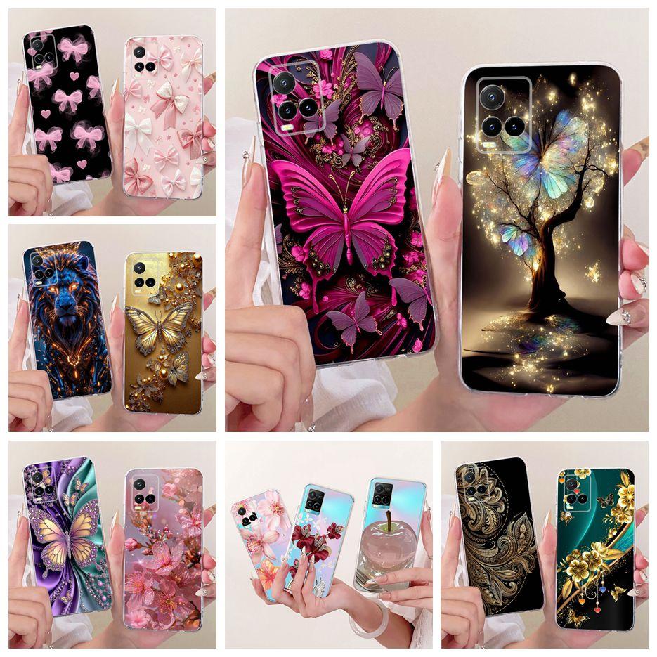 For Vivo Y33s 4G Case V2109 New Butterfly Painted Cover For Vivo Y21 Y21e Y21s Y21t Soft Silicone Case For Vivo Y33t Y 21 s Bags