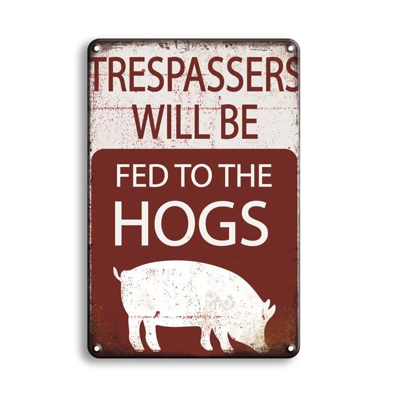 Warning Danger Poster Metal Decor Beware Of The Dog Cat Vintage Tin Sign No Trespassing Farmhouse Wall Decor Family Doorplate