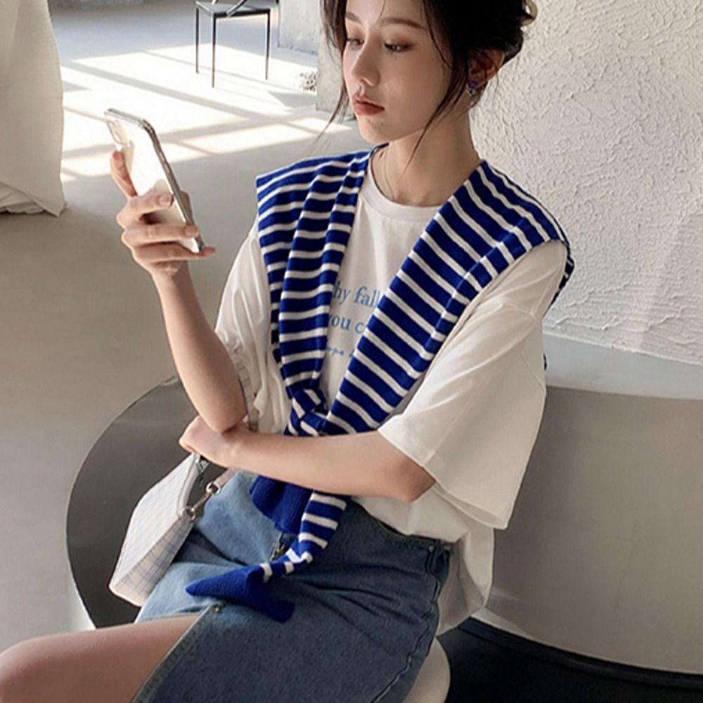 Women Wool Neck Guard For Men Korean Style Scarves Stripes Wraps Female Wool Scarf Knitted Shawl