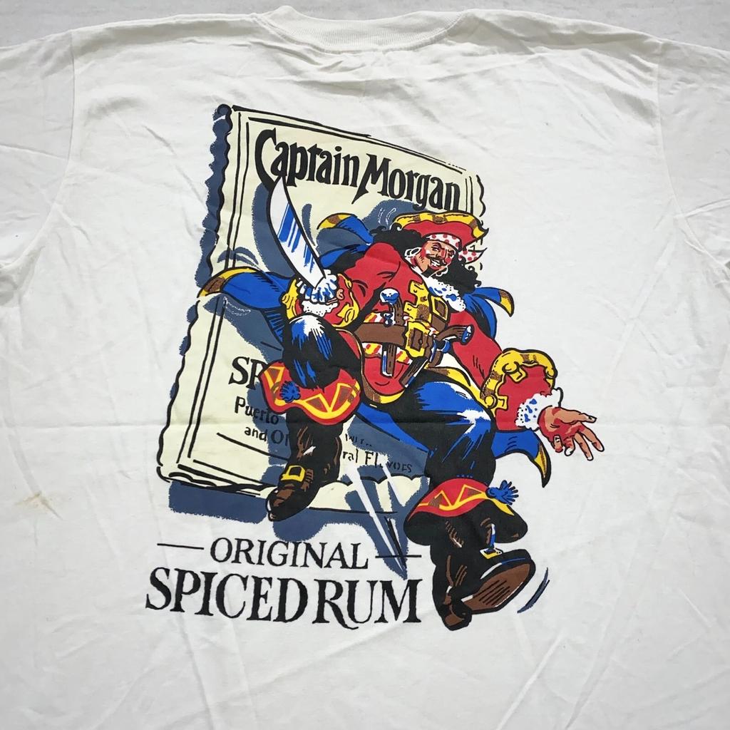 Винтажная футболка 90-х CAPTAIN MORGAN SPICED RUM РАЗМЕР L пиратский мультфильм мягкая