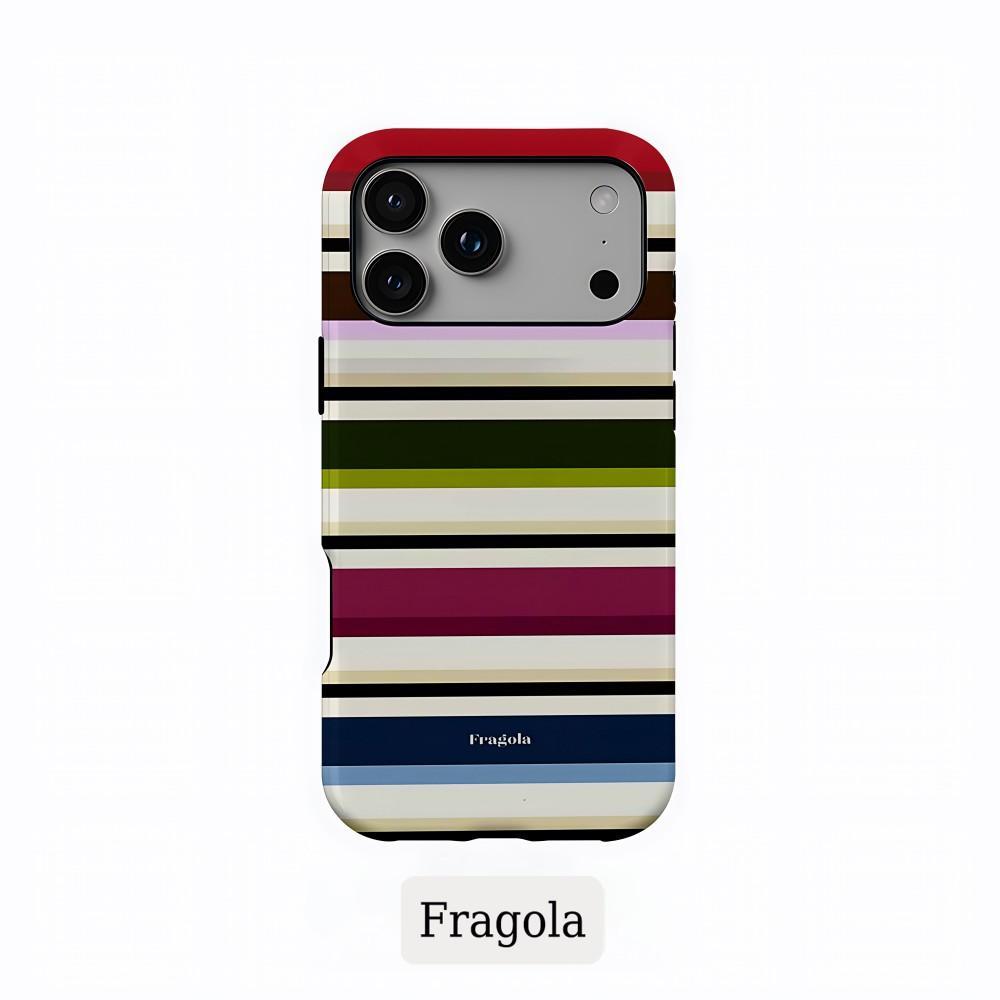 Stripe Phone Case for iPhone 17 16 15 14 13 12 11 Air Pro Max Plus Luxury Clmj Fragola Coloful Stripes Double-layer Back Cover