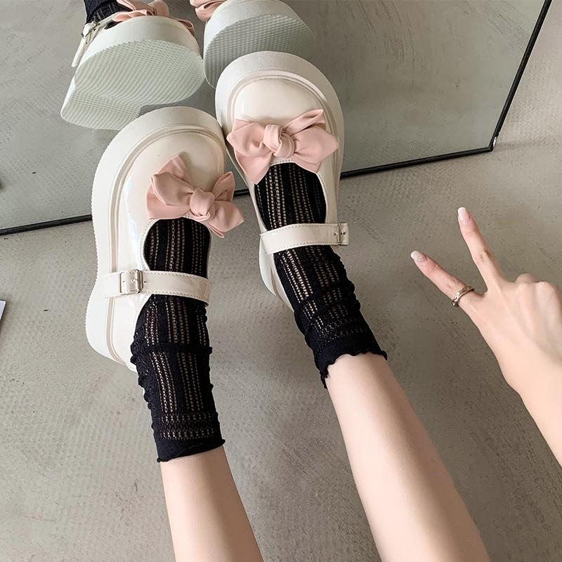 2024 Весна и Осень Новые Милые Модные Повседневные и Удобные Туфли Мэри Джейн Однотонные Круглые Носки Толстые Каблуки Женские Туфли